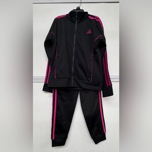 Adidas Girls Black Set with Pink Stripes 6X